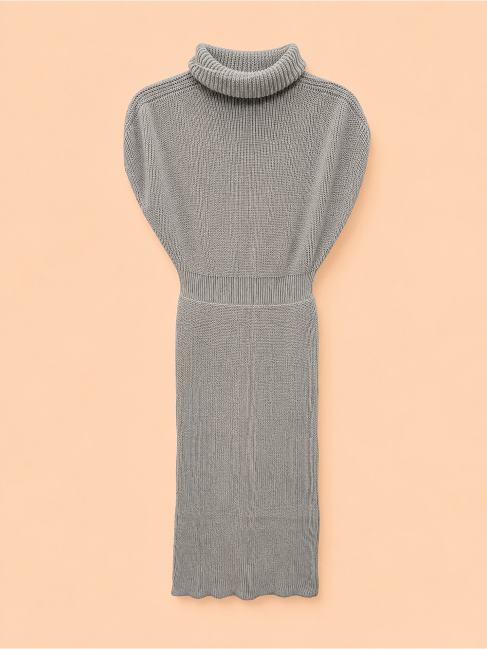 GREY TURTLENECK MIDI SWEATER DRESS